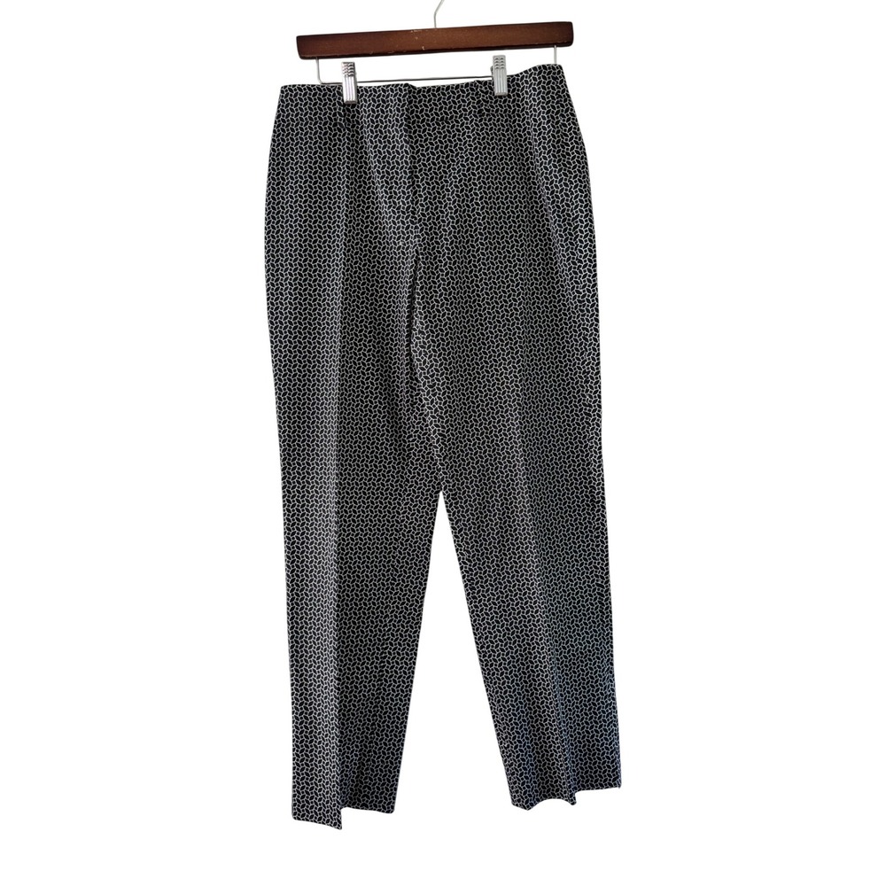Talbots Geometric Print Stretch Career Pants‎ Black White Size 4